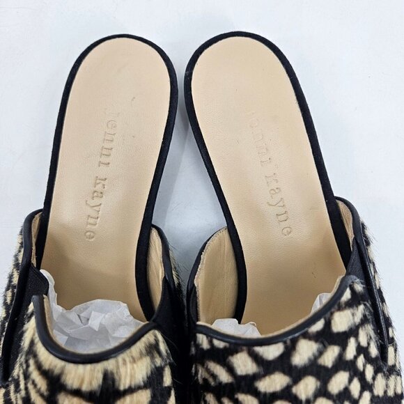 New Jenni Kayne Giraffe Spotted Calf Hair Mules Womens 35/5 Slip Ons Pointed Toe - Picture 2 of 7